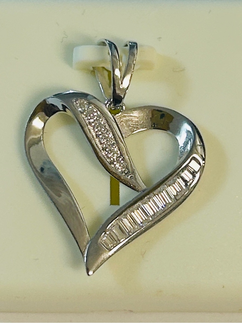 Moissanite and sterling Silver Heart Pendant  - Women's Jewelry
